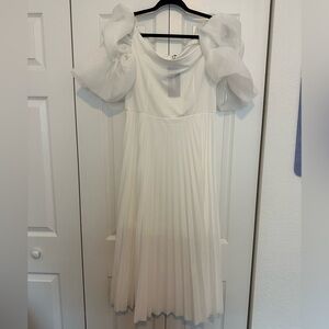 NWT Elegant White Dress with Puff Sleeves